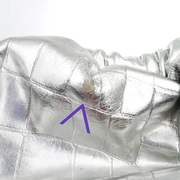 Mansur Gavriel Mini Cloud Clutch Bag Silver Metallic Leather Crossbody Strap - Picture 7 of 15